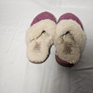 UGG Pink and Cream Fuzzy Slippers